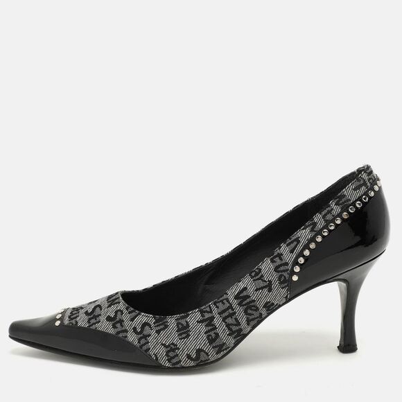 Stuart Weitzman Black/grey Signature Canvas And Patent Leather Embellished,New Products : American Fashion Style Bags On Sale